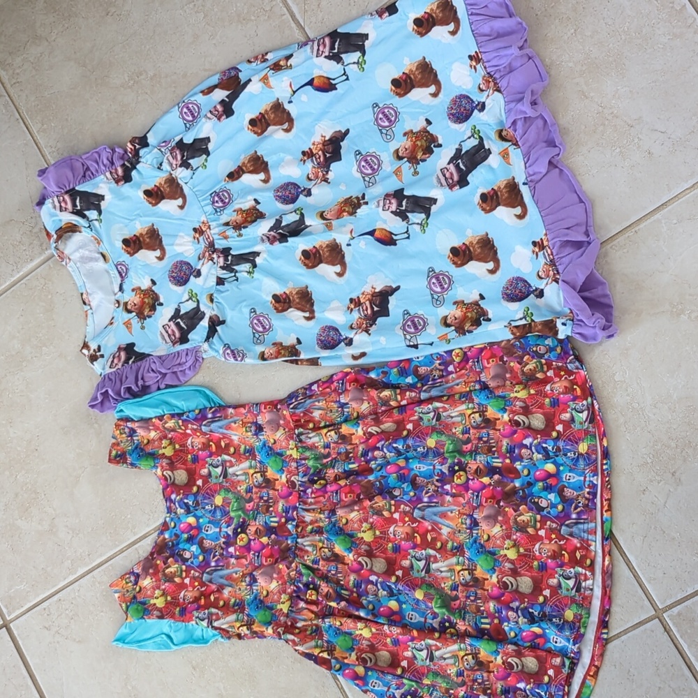 Girls size 6 homemade dress Disney Up and Disney Toy Story